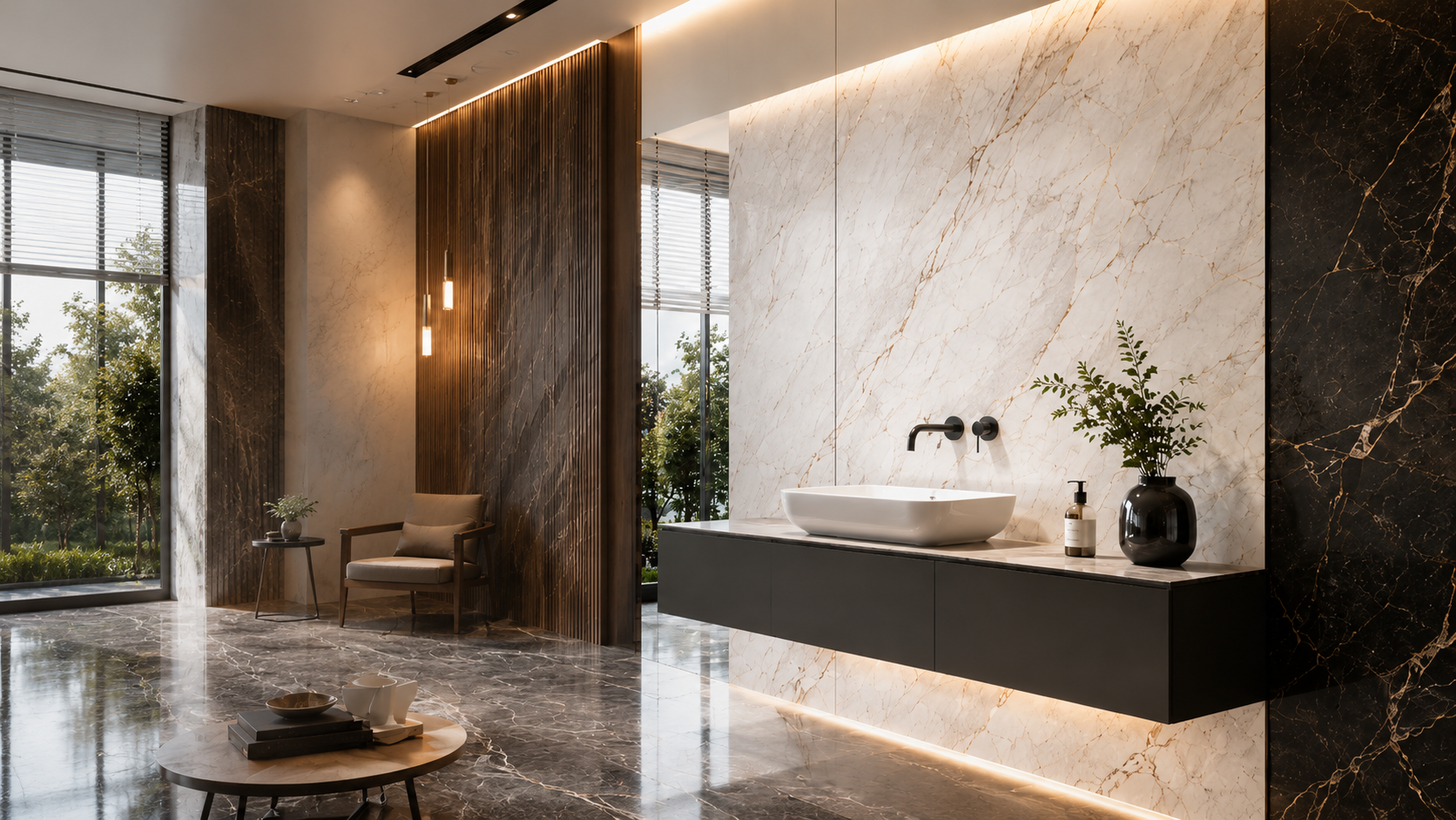 PVC-Wandpaneele in modernem Wohnraum