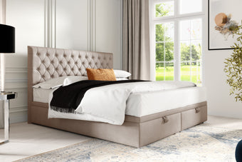 Boxspringbett Modell Camille II Board – mit Bettkasten