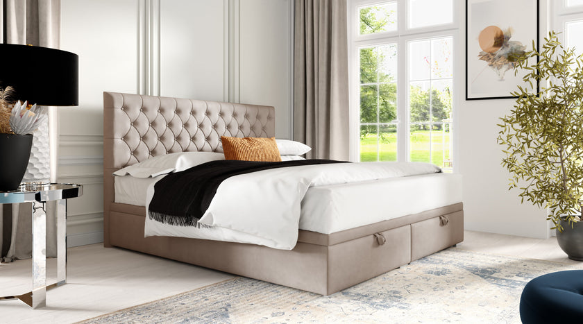 Boxspringbett Modell Camille II Board – mit Bettkasten