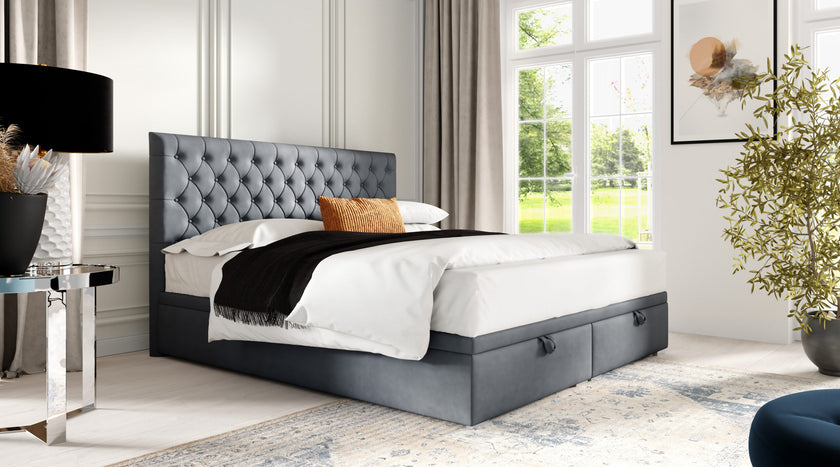 Boxspringbett Modell Camille II Board – mit Bettkasten