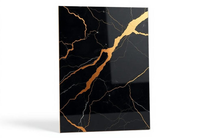 PVC Wandpaneel Marmor Schwarz Gold