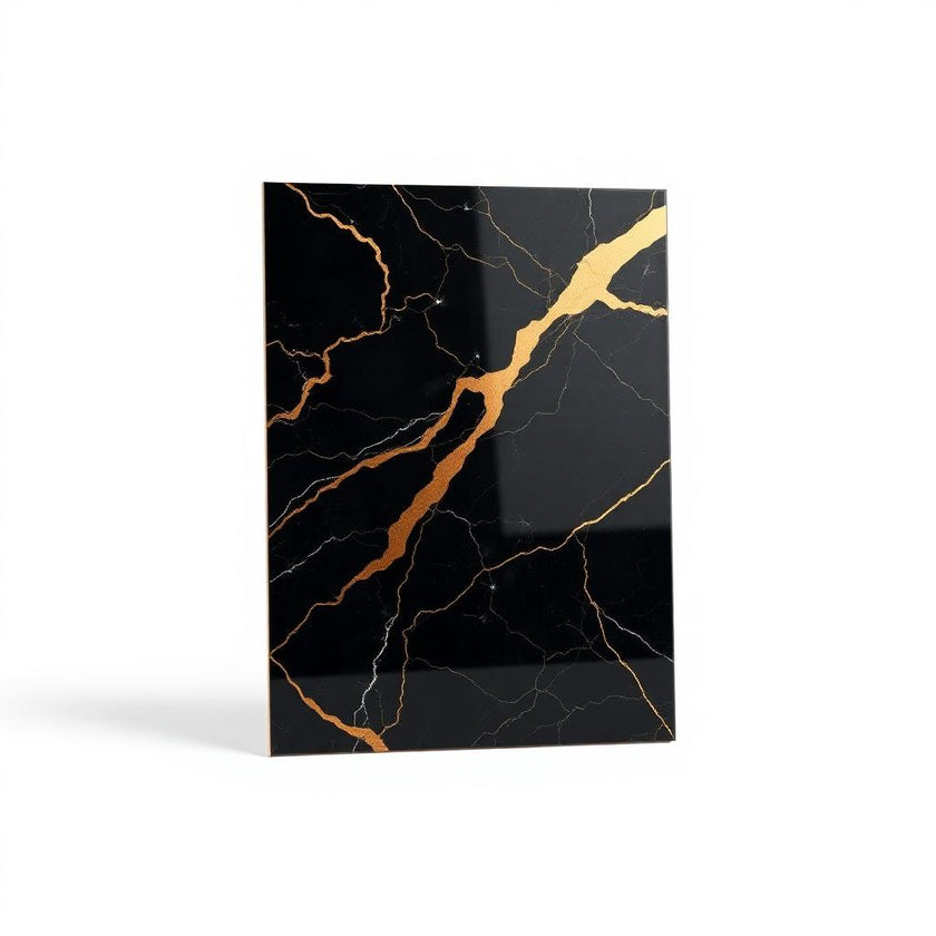 PVC Wandpaneel Marmor Schwarz Gold