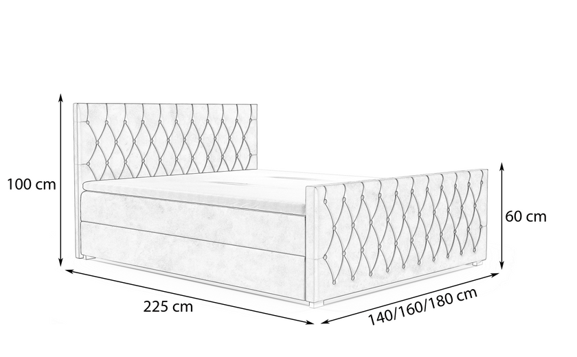 Boxspringbett Modell Luxi – mit zwei Bettkästen