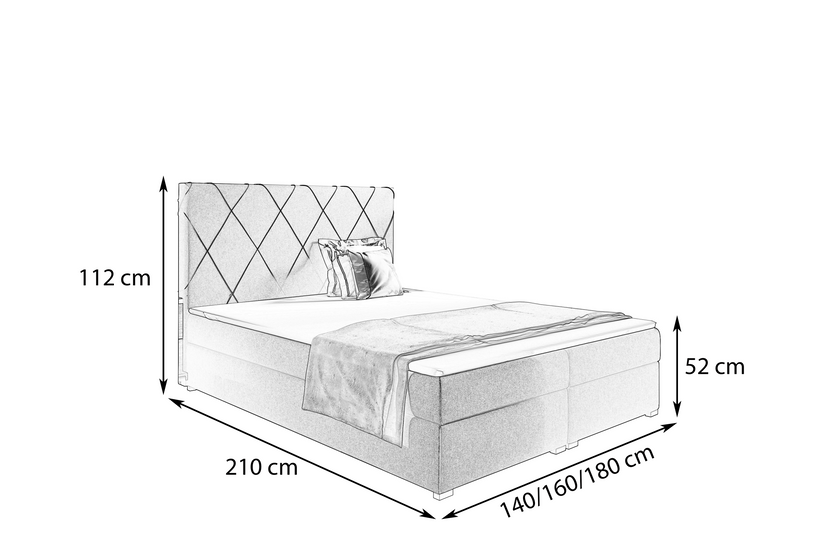 Boxspringbett Modell Tintin – mit zwei Bettkästen