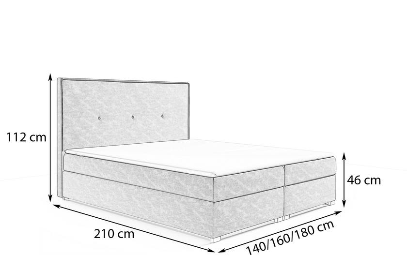 Boxspringbett Modell Justine – mit zwei Bettkästen