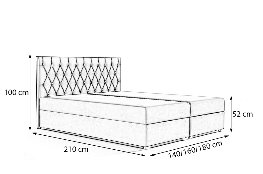 Boxspringbett Modell Camille II Board – mit Bettkasten